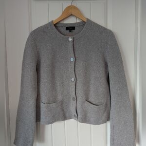 Theory Light Gray Wool & Cashmere Button-Up Sweater Cardigan Size Medium